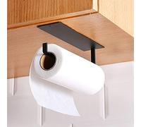 Soporte para rollo de cocina, estante de papel de cocina, soporte para rollo de inodoro, soporte para servilletas debajo del gabinete, soporte para rollo de toallas de papel, autoadhesivo (negro)