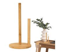 Soporte para Rollos De Cocina, Soporte para Rollos De Papel De Cocina De Pie, Portarrollos Papel Cocina De Madera Natural, Dispensador De Rollos De Cocina con Base De Goma Antideslizante