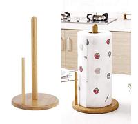 Soporte para Rollos de Madera, Práctico Portarrollos, Soporte para Papel de Cocina Antideslizante, Soporte de Toalla de Papel de pie para Rollo Papel Cocina estandar, fácil de rasgar, H30 cm