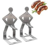 Soporte Para Salchichas De Barbacoa En Acero Inoxidable Con Forma De Hombre Asador Creativo Y Portátil Para Hot Dogs Parrilla Divertida Para Camping Y Picnic Regalo (2 unidades)