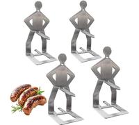 Soporte Para Salchichas De Barbacoa En Acero Inoxidable Con Forma De Hombre Asador Creativo Y Portátil Para Hot Dogs Parrilla Divertida Para Camping Y Picnic Regalo (4 unidades)