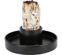Soporte para salvia, quemador de salvia de cerámica, cuenco para manchas, soporte para palosanto y quemador de salvia blanca, paquete de soporte de incienso, kit de limpieza espiritual (salvia no