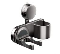 Soporte para secador de pelo con ventosa montado en la pared, estante organizador de baño para secadoras y accesorios, gancho de almacenamiento resistente a la humedad, acabado gris (B)