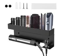 Soporte para secador de pelo de pared sin taladrar, soporte de pared para secador de pelo, soporte de aluminio de aviación, ranura de ranura dedicada de doble capa, herramienta para el cabello