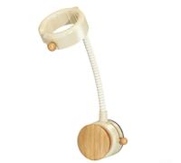 Soporte para secador de pelo montado en la pared con base de ventosa, rotación ajustable de 360 grados y gestión de cables de alambre para baño (madera natural)