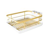 Soporte para secadora, estante de armario, escurridor, soporte escalonado para placa de encimera con cubiertos integrados, de ventilación de drenaje rápido, ideal para salas de descanso