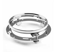 Soporte para seña de giro para Soporte de montaje de anillo de faro redondo de 7 pulgadas apto para montaje de faro de motocicleta Harley Road King Base de bombilla Clips(Silver)