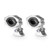 Soporte para seña de giro para Soporte de montaje para foco de motocicleta con tornillo CNC M6, abrazadera para luz de trabajo y conducción de 18-30 mm Base de bombilla Clips(Grey silver)