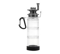 Soporte para señuelos de pesca, botella pequeña de señuelos de pesca al aire libre, suministros multifuncionales con mosquetón, estantes transparentes, contenedores de cebo para almacenar plantillas