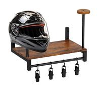 Soporte para sombrero de motocicleta,Soporte de pared para sombrero de motocicleta - Perchero para colgar en la pared | Estante de almacenamiento de madera con 4 clips, colgador de de segurid