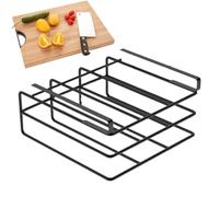 Soporte para tabla de cortar | Estante para tabla de cortar debajo del armario | Soporte para estante con tapa de cacerola colgante sin perforación | Acero inoxidable metálico que ahorra espacio para