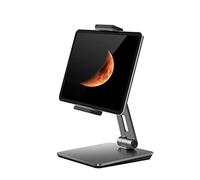 Soporte para tablet ajustable, soporte de aluminio, giratorio 360°, plegable, soporte de metal para iPad, Samsung Tab, Kindle (4,7-13 pulgadas), color gris