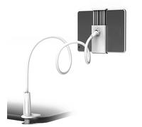 Soporte para tablet, brazo flexible tipo cuello de cisne con abrazadera ajustable, compatible con iPad y iPhone, diseño de articulación giratoria