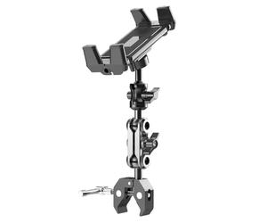 Soporte para tableta para cinta de correr, abrazadera ajustable de 1,2 a 5,4 cm, soporte resistente para teléfono y tableta, soporte seguro para leer noticias, ver videollamadas, gimnasio en casa