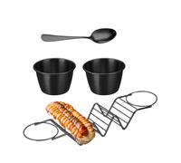 Soporte para tacos con taza de ensalada - Burrito a prueba de horno, juego de servir, hueco resistente al calor, cuchara de salsa incluida | Soporte para servir a la parrilla Safe Taco Bar Party para