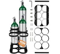Soporte para tanque de oxígeno, capacidad para 6 tanques de tamaño E, D o M9/C, estante de oxígeno resistente para montaje en el suelo, marco negro, 4.5 pulgadas de diámetro