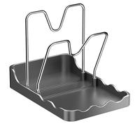 Soporte para tapa de olla, estante doble con bandeja de goteo extraíble, para cucharas, palillos, encimera, estufa