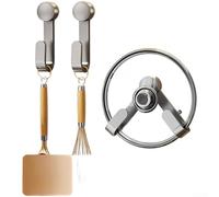 Soporte para tapa de olla montado en la pared con ventosa con rotación de 360 grados para organización de cocina, adecuado para cubiertas de sartenes y tablas de cortar (F)