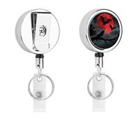 Soporte para tarjeta de identificación de murciélago de luna de Halloween con cable retráctil y clip de cocodrilo giratorio de 360°, carrete de acero inoxidable resistente, soporte para etiquetas de