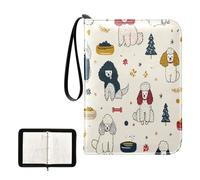 Soporte para tarjetas con mangas extraíbles de doble cara para niños y niñas, juguetes, colletctor, estilo boceto, lindos perros, color crema