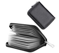 Soporte para tarjetas de crédito, de cuero negro para tarjetas de débito, para hombres y mujeres, unisex, protector de seguridad con fundas de plástico, para tarjetas de pase, capacidad para 20