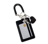 Soporte para tarjetas de fotos | Protector de tarjeta de identificación de piel sintética - Funda para foto con colgante de corazón de amor, bobina de muñeca en espiral para mujeres, hombres