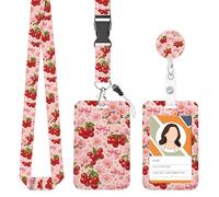 Soporte para tarjetas de identificación con cordón ajustable, correa para el cuello de fibra suave y carrete retráctil con clip de metal resistente para cartera de llaves, mujeres, médicos