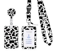 Soporte para tarjetas de identificación con cordón, correa ajustable para el cuello con tarjeta dura de identificación para enfermeras, profesores, médicos, visualización de identidad (negro)