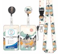 Soporte para tarjetas de identificación con cordón, correa para el cuello con soporte para tarjetas, soporte para tarjetas de identificación retráctil, desmontable, giratorio Lobster Clasp, para funda