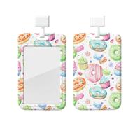 Soporte para tarjetas de identificación con estampado de magdalenas, donas, magdalenas, azúcar, con cordón separable, para médicos, profesores, enfermeras, personal de oficina