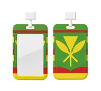 Soporte para tarjetas de identificación de ABS con diseño de bandera hawaiana nativa con cordón, cubierta deslizante impermeable, antiincrustante, duradero para el trabajo y eventos