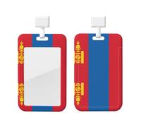 Soporte para tarjetas de identificación de ABS de la bandera de Mongolia con cordón, cubierta deslizante impermeable antiincrustante, duradero para el trabajo y eventos