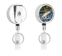 Soporte para tarjetas de identificación de bajo de boca grande con cable retráctil y clip de cocodrilo giratorio de 360°, carrete de acero inoxidable resistente, soporte para etiquetas de nombre para