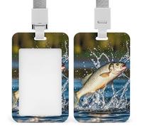 Soporte para tarjetas de identificación de bajo de boca grande con cordón de separación, funda protectora vertical de plástico transparente, impermeable y resistente, soporte para etiquetas de nombre