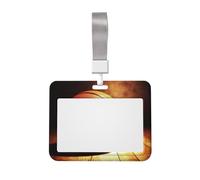 Soporte para tarjetas de identificación de fondo de baloncesto con cordón separable, funda protectora horizontal para tarjetas de identificación para oficina, funda de plástico duro con ventana