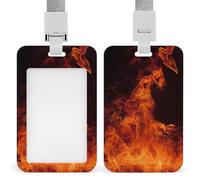 Soporte para tarjetas de identificación de fuego bailando, resistente al agua, vertical, con cordón desmontable, ventana transparente, soporte para etiquetas de nombre, regalo para enfermeras, médicos
