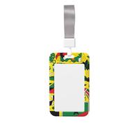 Soporte para tarjetas de identificación de Jamaican Elements. Soporte deslizante con cordón, funda impresa para tarjetas de identificación de trabajo