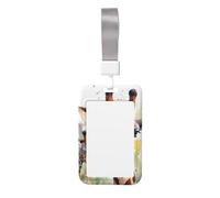 Soporte para tarjetas de identificación de jirafa de ciervo en acuarela con cordón deslizante, funda de plástico duro para tarjetas de identificación, soporte vertical para etiquetas de nombre para