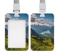 Soporte para tarjetas de identificación de los Alpes de Suiza con cordón, cordón desmontable, protector vertical para tarjetas de identificación, soporte multiusos para oficina, profesor, enfermera