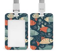 Soporte para tarjetas de identificación de peces estilo animación con cordón separable vertical de plástico transparente, funda protectora impermeable y resistente para etiquetas de nombre para