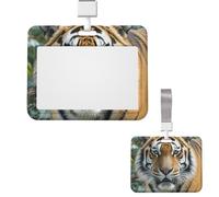 Soporte para tarjetas de identificación, de plástico, protector vertical, carrete de insignia, animales salvajes, tigres, soporte para tarjetas de identificación con cordón, etiquetas de nombre