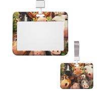 Soporte para tarjetas de identificación, de plástico, protector vertical, carrete de insignia, animales de granja, soporte para tarjetas de identificación con cordón, etiquetas de nombre, tarjetas de