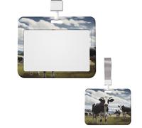 Soporte para tarjetas de identificación, de plástico, protector vertical, carrete de insignia de animales divertidos, soporte para tarjetas de identificación con cordón, etiquetas de nombre, tarjetas