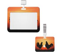 Soporte para tarjetas de identificación, de plástico, protector vertical, carrete de insignia de animales, gallinas, soporte para tarjetas de identificación con cordón, etiquetas de nombre, tarjetas