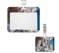 Soporte para tarjetas de identificación, de plástico, protector vertical, carrete de insignia de Grecia, soporte para tarjetas de identificación con cordón, etiquetas de nombre, tarjetas de llaves