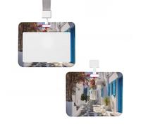 Soporte para tarjetas de identificación, de plástico, protector vertical para tarjetas de identificación con cordón, soportes para tarjetas de identificación de Grecia, etiquetas de nombre, tarjetas