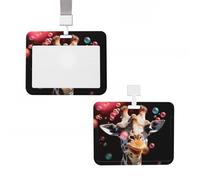 Soporte para tarjetas de identificación, de plástico, protector vertical para tarjetas de identificación con cordón, jirafa, burbujas que soplan, soportes para insignias, etiquetas de nombre, tarjetas