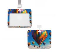 Soporte para tarjetas de identificación, de plástico, protector vertical para tarjetas de identificación con cordón, globos de aire caliente, etiquetas de nombre, tarjetas de llaves, clip de insignia