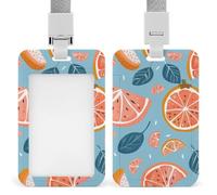 Soporte para tarjetas de identificación, de plástico, protector vertical para tarjetas de identificación con cordón, soportes para tarjetas de identificación azul y naranja, etiquetas de nombre