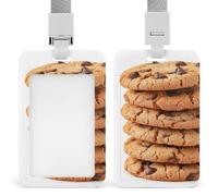 Soporte para tarjetas de identificación, de plástico, protector vertical para tarjetas de identificación con cordón, soporte para tarjetas de identificación de galletas con chispas de chocolate